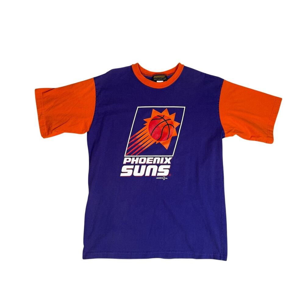 Vintage 90s Phoenix Suns NBA Graphic Tee Purple Orange Basketball Shirt Unisex L